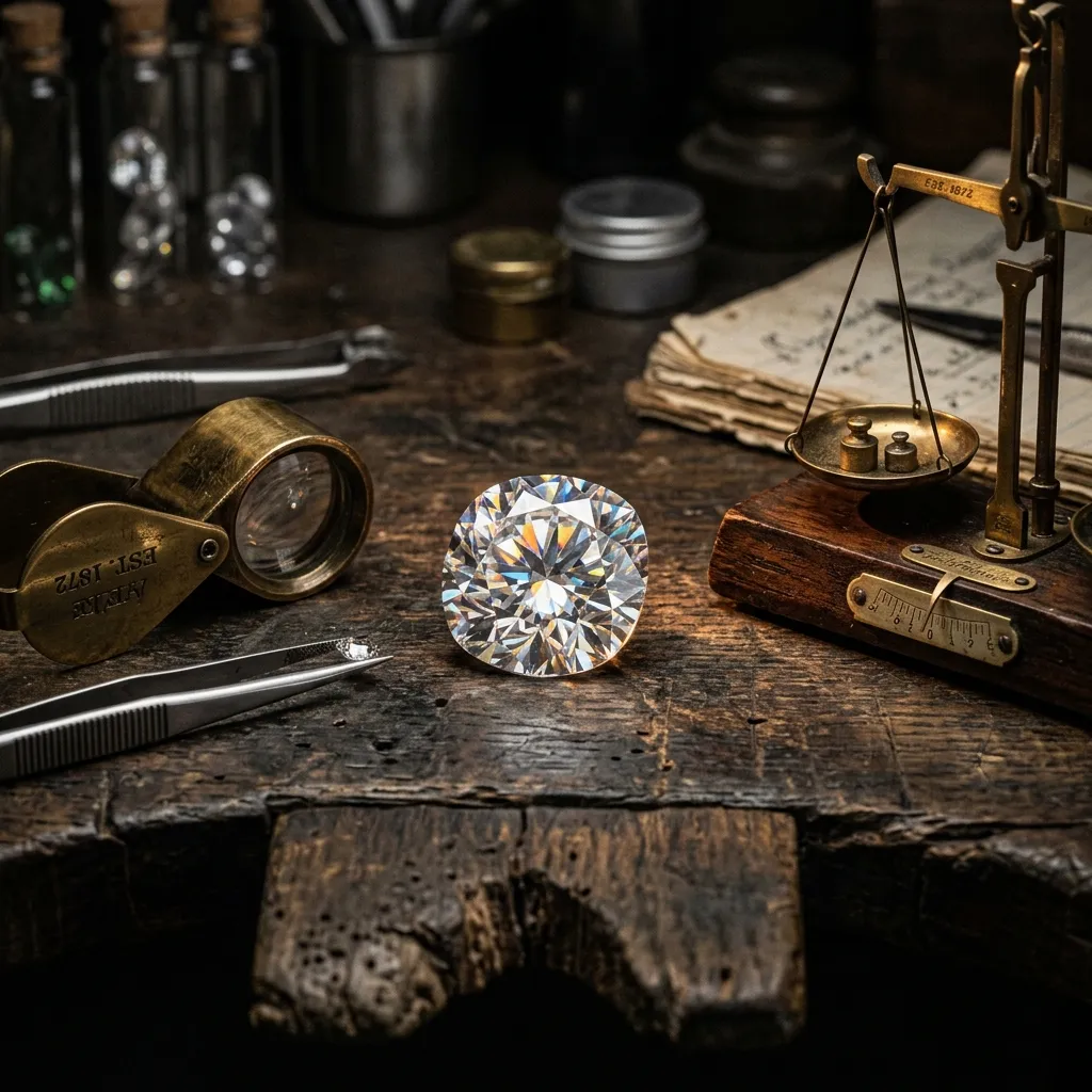 Master lapidary examining a polished diamond
